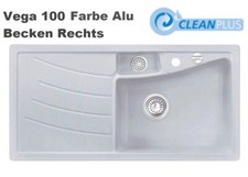 Lavello in ceramica SystemCeram VEGA-100 alluminio/grigio chiaro con CleanPlus ampio. Colore.a. Richiesta