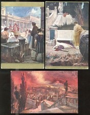 VITA e MORTE di NERONE-IMPERATORE di ROMA-3 CARTOLINE-F.Piccolo-Primi'900