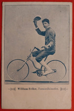 CARTOLINA UOMO WILLIAMFELLER  SU VELOCIPEDE  BICI  FUNAMBOLO PRIMI 900
