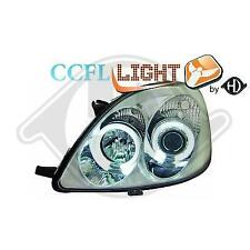 COPPIA FARI FANALI CCFL Angel Eyes CROMO TUNING per Toyota Yaris 1999-2003