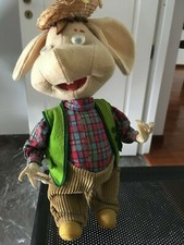 topo gigio in panno lenci cappello paglia e fiori di lenci coda di filo di ferro