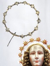 STELLARIO ARGENTO RAGGIERA MADONNA ARTE SACRA 1700 RELIGIOSA SCULTURA DIADEMA...