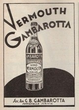 PUBBLICITA' 1934 GAMBAROTTA VINO VERMOUTH LIQUORE AMARO SERRAVALLE SCRIVIA 