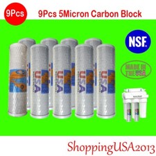 9 X Filtro Acqua Blocco Carboni Attivi Omnipure Ro 10"X2,5" 5 Micron 2-3 Stadi