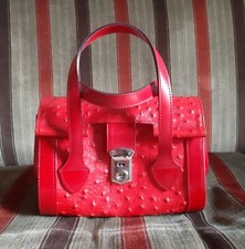 Borsa manici a mano rossa in vera pelle, come NUOVA. Mai usata! Made in Italy!