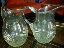 Coppia antiche brocche caraffe caraffa brocca vetro molato antiquariato vintage