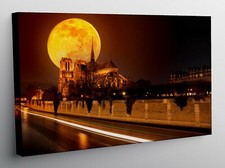 QUADRO MODERNO STAMPA TELA MODERNI QUADRI NOTRE DAME PARIGI LUNA CATTEDRALE t379