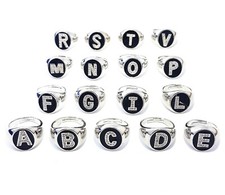 Anello DONNA Lettera Iniziale Nome TUTTO L'ALFABETO Nomi con Strass Regolabile 