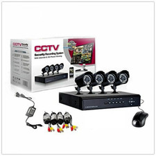 KIT VIDEOSORVEGLIANZA h264 CCTV 4 CANALI TELECAMERA INFRAROSSI+DVR E ALIMENTATOR