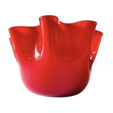 🟠 Vaso “fazzoletto” Rosso in Vetro di Murano Incamiciato nello Stile Venini