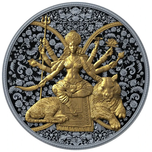 Moneta argento durga dea indù - durga,