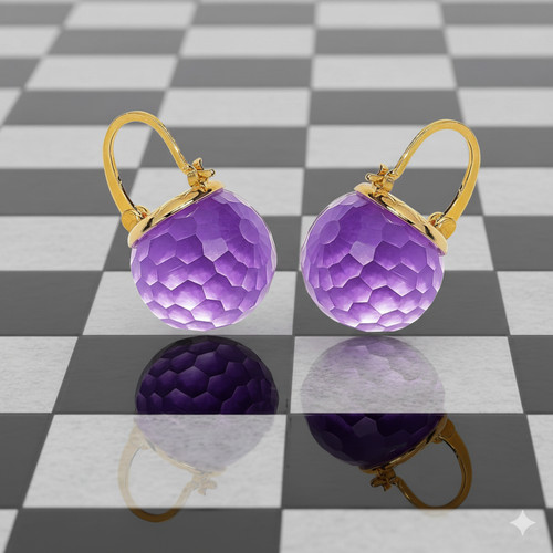 Orecchino ametista sfera viola