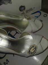 GUESS sandali donna zeppa 35 bianco fibbia scarpe 140 Eur Plateau  tacco sughero