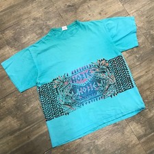 T-shirt hobie vintage invecchiata uomo XL stampa avvolgente made in USA punto singolo