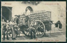 Firenze Città Carro Scaricamento Vino Fiasco cartolina WX0754