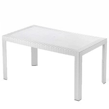 Tavolo rettangolare bianco in resina 6 posti da pic nic interno esterno con 4 ga