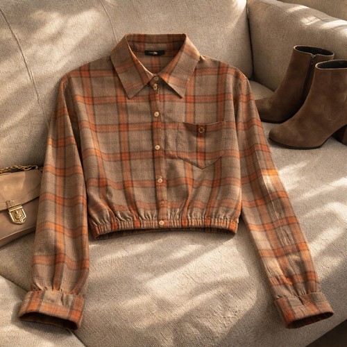Camicia maje cropped check - camicia,