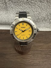 Rarissimo! Orologio FENDI Logo Quadrante Giallo Orologia Subacqueo Nautico Automatico 43mm