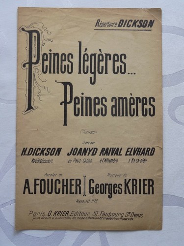 Partition peines légères - partition,