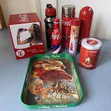 Lotto Accessori Coca-Cola Borracce Bottiglia Latta Vassoio Gadget Collezione