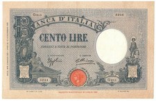 100 LIRE BARBETTI GRANDE B AZZURRO TESTINA FASCIO 02/03/1931 BB+