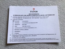 Card Nota Informativa Materiali Tudor - Acciaio
