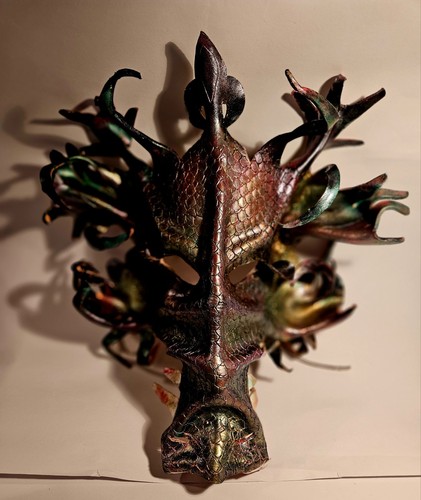 Maschera drago pelle fatta - maschera, (fatta