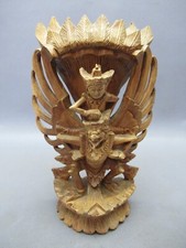 Scultura legno intagliato drago uccello statua orientale artigianato metà '900