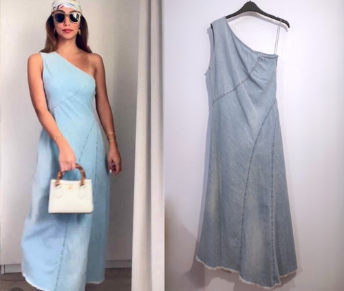 Abito denim asimmetrico zara - abito,