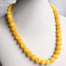 Collana unisex vero topazio giallo con GARANZIA pietre dure naturali 10 mm NUOVA