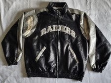 Giacca Bomber Vintage NFL Los Angeles Raiders Ecopelle Uomo Taglia XL
