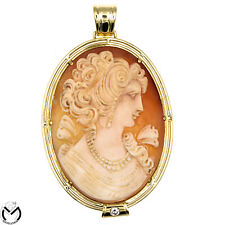 Pendaglio oro giallo 18 kt 750 Cammeo con diamante 0,20 ct -125/VE-