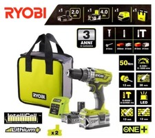 TRAPANO AVVITATORE A PERCUSSIONE 13 mm DOPPIA BATTERIA 18V 50Nm 2.0-4.0Ah RYOBI 