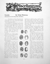 Antica vecchia stampa scarabei amuleti funebri egiziani pagina ornamentale 1906