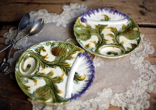 Antique artichoke plates set - 2,