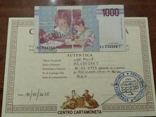 ERRORE DI STAMPA  1000 LIRE MONTESSORI NUMERI DI SERIE SUL RETRO PERIZIATO