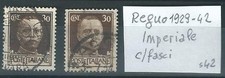 2 francobolli Italia Regno 1929-42 serie Imperiale c/fasci 30 Cent.