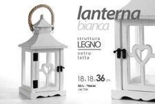 LANTERNA BIANCA TEA LIGHT PORTACANDELA GIARDINO EVENTI CUORI CUORE 36*18 cm