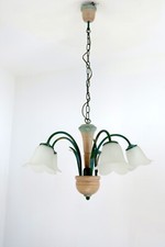 Lampadario sospensione in legno e metallo vetro stile classico rustico country