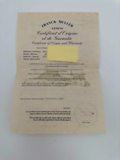 FRANCK MULLER 5850SC GARANZIA PAPER  DOCUMENTO ORIGINALE VINTAGE GARANTIE