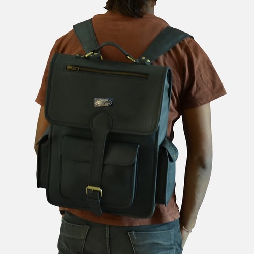 Zaino uomo pura cera pelle - 16",
