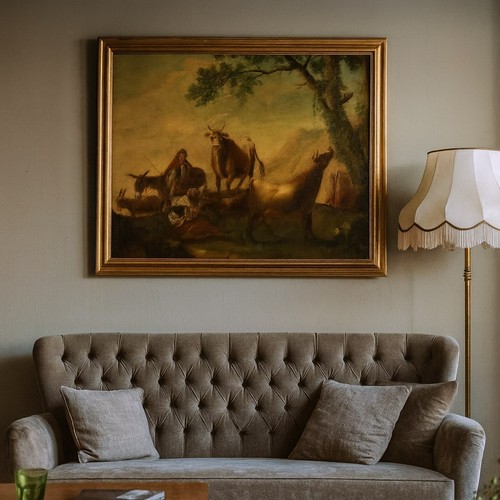 Dipinto antico paesaggio con - dipinto,