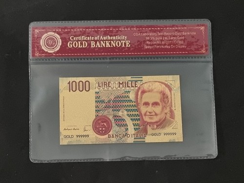 Banconota dorata 1000 lire - dorata,