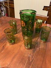 BICCHIERI +BROCCA VINTAGE ORO ZECCHINO ANNI50