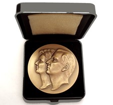 Medaglia Mariage BELGIO ALASIA BORGHESE & ALBERT II 70mm 173g UNC in scatola. B15