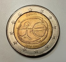 Moneta rara 2 Euro spagnola espana 10° anno UEM 1999/2009.