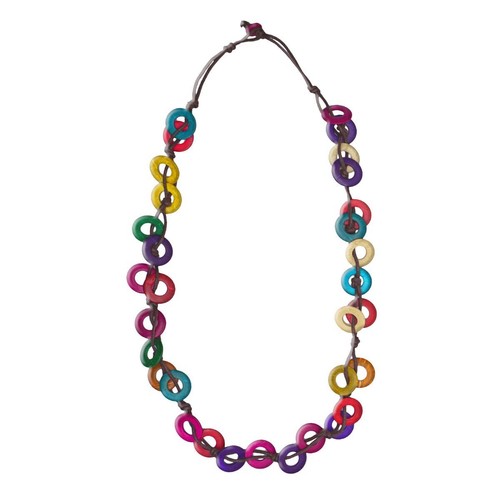 Collana perle legno chic - legno,