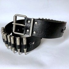 Cintura Vintage in Vero Cuoio con Incisioni Aquila e Cartuccera - Cinturone