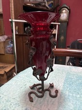 Umberto Bellotto Vaso In Ferro Battuto E Vetro Di Murano Anni ‘30/40