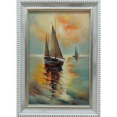 Seascape sailboat oil painting